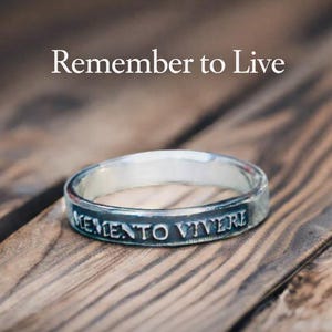 Womens Memento Vivere Sterling Silver Ring Remember to Live Sterling Silver Ring Jewelry Womens Rings Mens Rings Thinner Ring Rustic