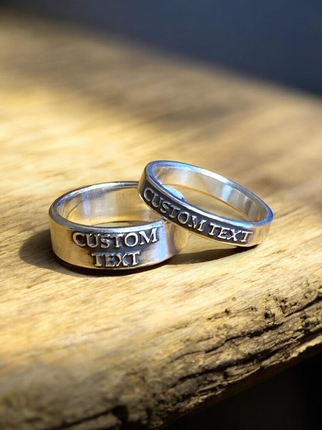 Custom Couples Ring Set - Matching His & Hers Rings -personalized Bands ...