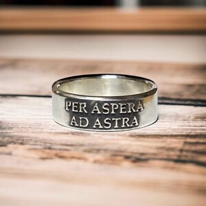 Per Aspera Ad Astra Couples Rings – Sterling Silver Matching Wedding Bands – Latin Promise Rings – Through Hardship to the Stars Made in USA image 3