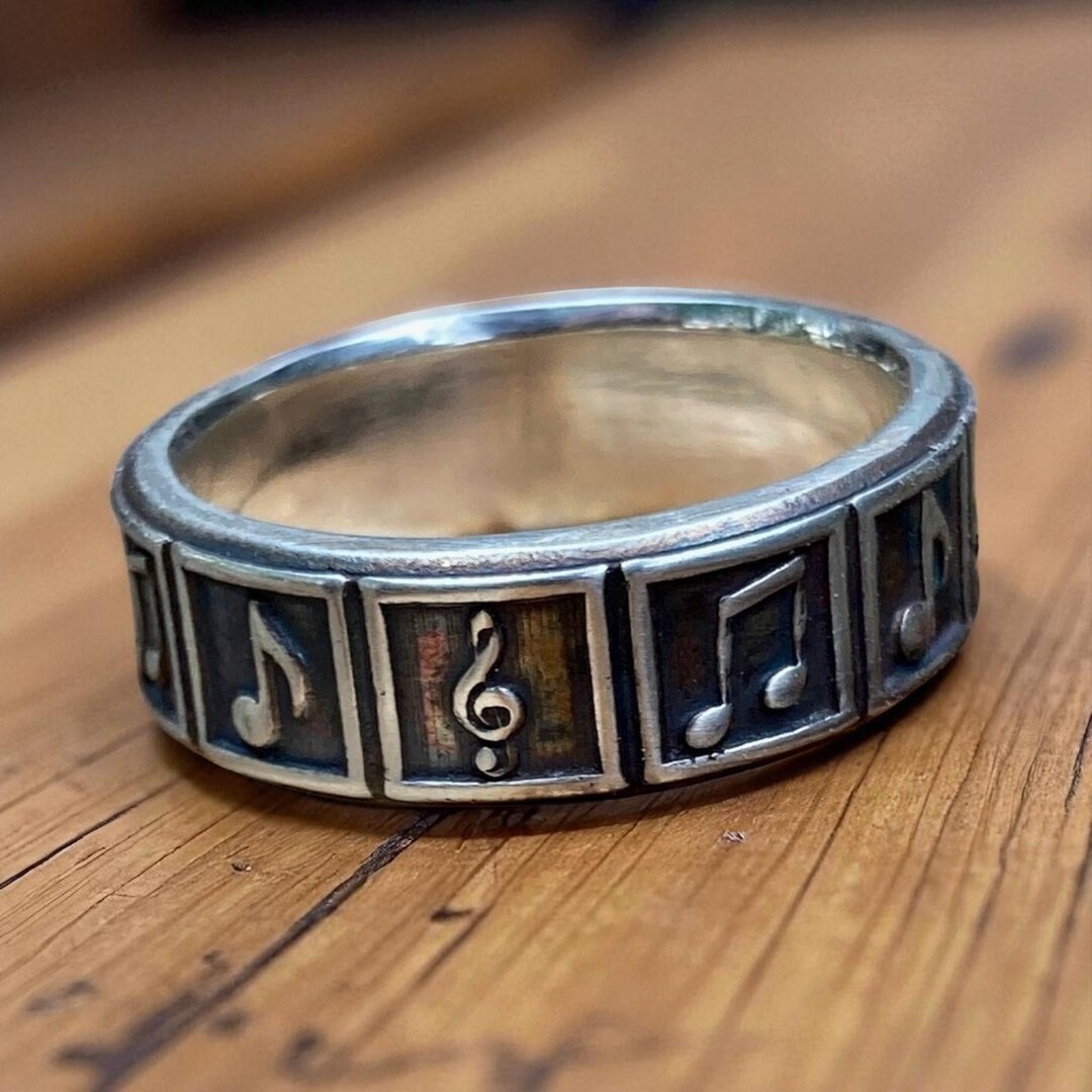 Music Symbol Ring Sterling Silver - Gifts for Music Lovers - Engagement ...