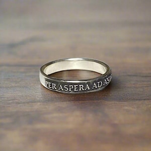 Per Aspera Ad Astra Couples Rings – Sterling Silver Matching Wedding Bands – Latin Promise Rings – Through Hardship to the Stars Made in USA image 5