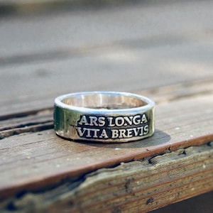 Ars Longa Vita Brevis Ring  - Art is Long, Life is Short  - Sterling Silver Ring Jewelry - Art Lover Gift