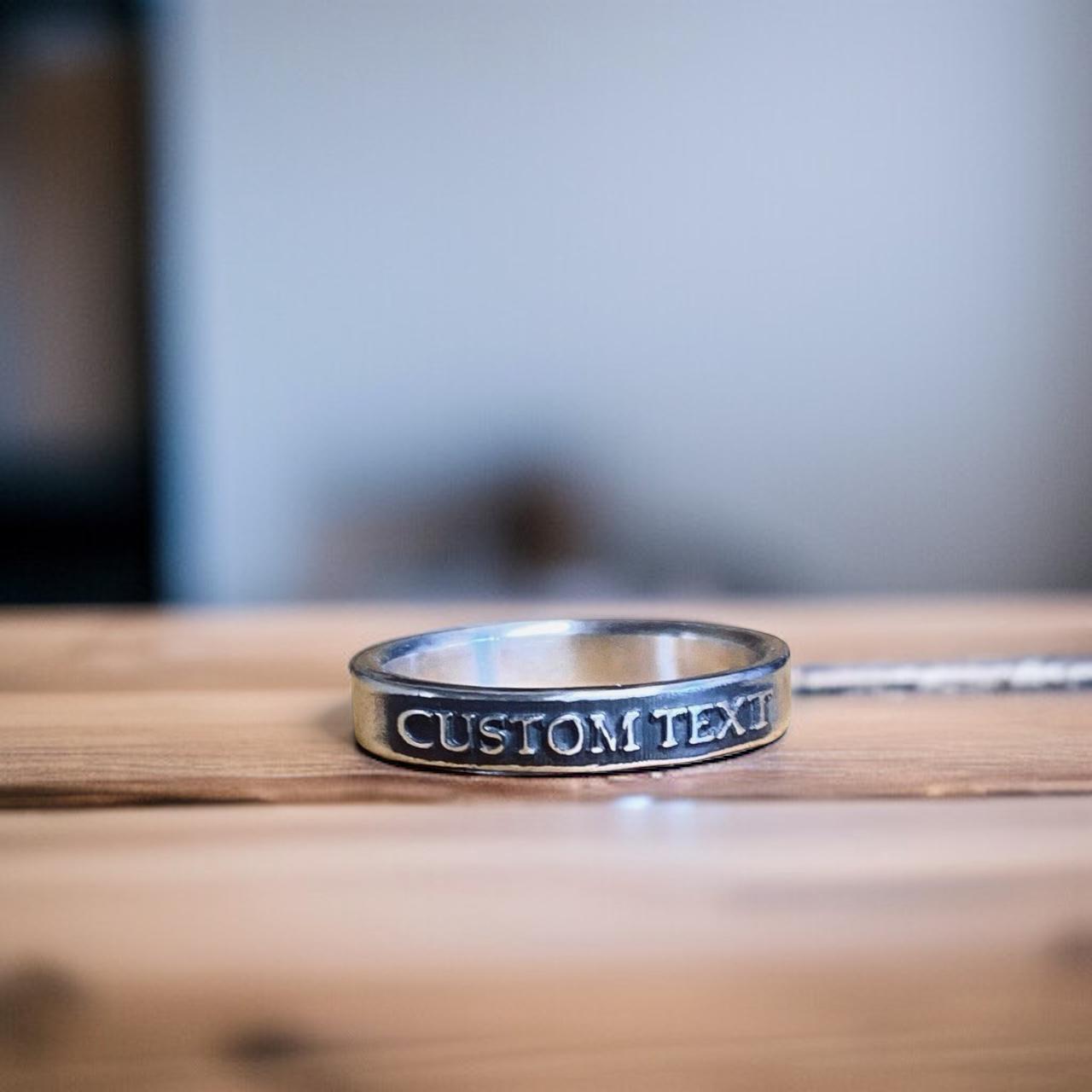 Custom Text Sterling Silver Ring • Personalized Raised Letter Ring ...