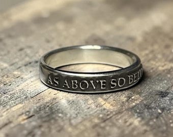 As Above So Below Sterling Silver Ring – Women’s Spiritual Jewelry, Alchemy Ring, Hermetic Symbol, Witchy Occult Gift Handmade