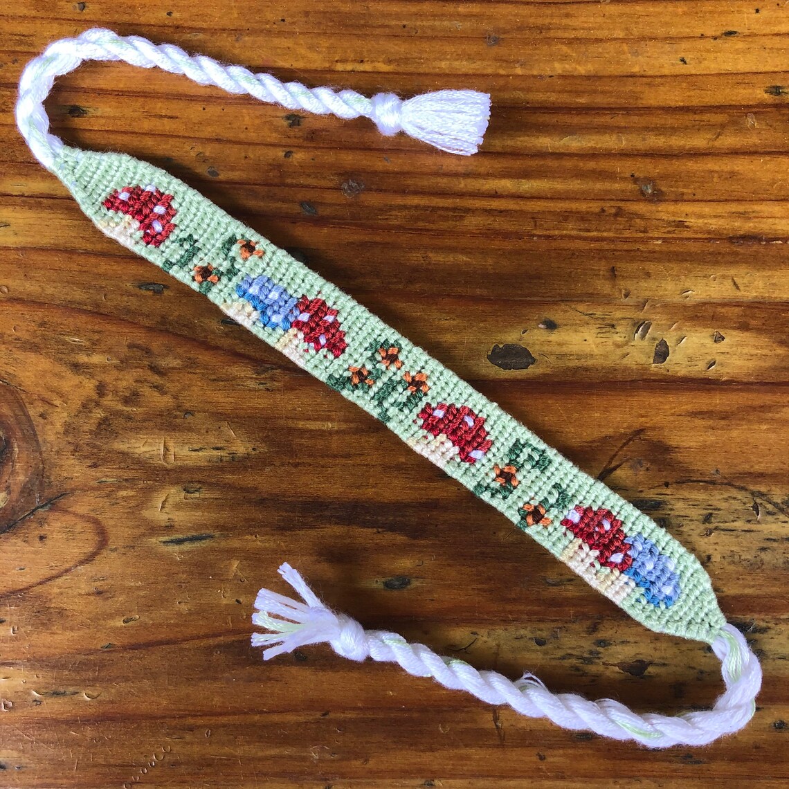 Mushroom garden knotted friendship bracelet Etsy