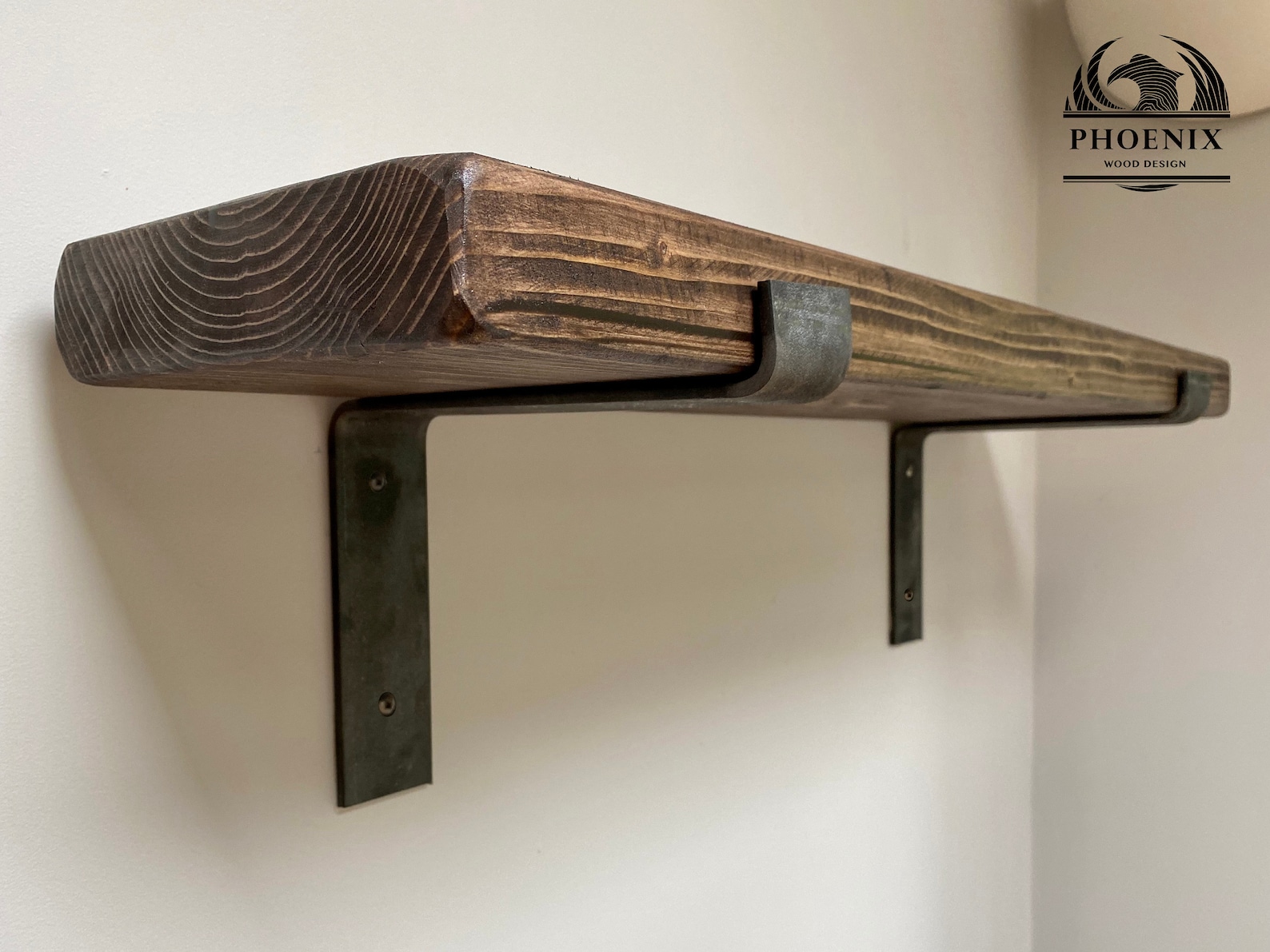 Chunky Rustic Wood Shelf with Industrial Steel Metal Brackets Etsy