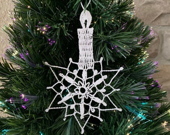 Pattern Candle Christmas Tree Ornament Lace Crochet Gift Home Decoration Religious Craft DIY Handmade Vinatge Tutorial PDF 1
