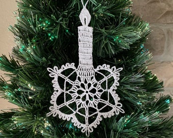 Crochet Christmas Candle Ornament Pattern: Lace Tree Decoration (PDF Tutorial)