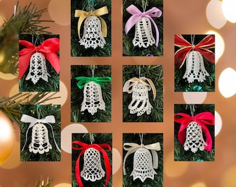 Crochet Christmas Bell Ornaments: 10 Bells, Vintage Holiday Decor (PDF Pattern)