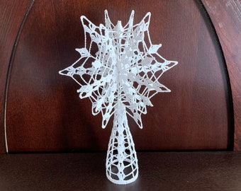 Pattern 3D Snowflake Crochet Unique Handmade Christmas Tree Topper PDF  Vintage Traditional
