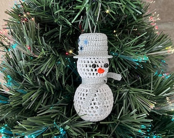 Pattern PDF Snowman How to Crochet Christmas Tree Ornament Decor Gift Vintage DIY