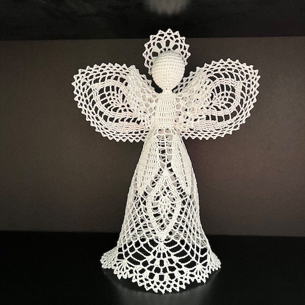 Motif grand 13" Christmas Angel PDF Tree Topper, Ornement, Décor, Cadeau ; Mariée, Mariage, Anniversaire, Baptême, Baptême Cadeau, Crochet