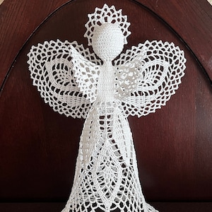 Pattern Large 12-13&quot; Christmas Angel PDF Tree Topper, Ornament, Decor, Gift; Bridal, Wedding, Birthday, Christening, Baptism Gift, Crochet