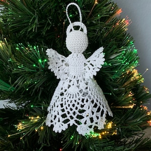 Pattern Christmas Angel PDF Ornament, Décor, Gift; Bridal, Wedding, Birthday, Christening, Baptism Gift, Handmade Crocheted Vintage