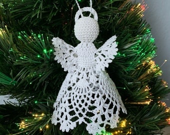 Pattern Christmas Angel PDF Ornament, Décor, Gift; Bridal, Wedding, Birthday, Christening, Baptism Gift, Handmade Crocheted Vintage