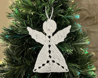 Pattern PDF Flat 2-Dimentional Angel How to Crochet Easy Tutorial Christmas Decor Christening Baptism Birthday Wedding Gift Vintage DIY