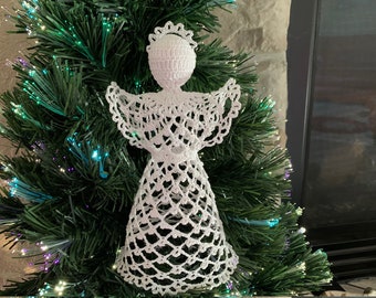 Ángel navideño de crochet: Adorno, decoración y regalo de 21,5 cm (patrón en PDF)