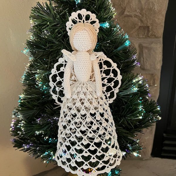 Pattern Large 12" Christmas Angel PDF Tree Topper, Ornament, Décor, Gift; Bridal, Wedding, Birthday, Christening, Gift, Handmade Crocheted