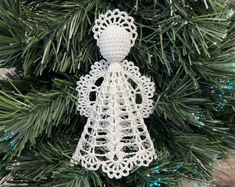 Crochet Christmas Angel Ornament Tree Topper Pattern PDF • Vintage Lace Angel Tutorial • Digital Download