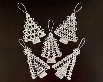 Patroon 5 Bomen Haak Kerst Ornament Decor Cadeau Vintage Traditionele DIY PDF