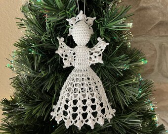 Ángel navideño de ganchillo: Adorno, decoración o regalo de 6,5 pulgadas (patrón en PDF)