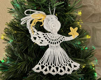Pattern PDF Flat Side 2-Dimentional Angel How to Crochet Easy Tutorial Christmas Decor Christening Baptism Birthday Wedding Gift Vintage DIY