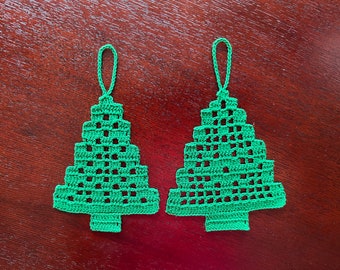 Pattern 2 Filet Trees Crochet Christmas Ornament Decor Gift Vintage Traditional DIY PDF