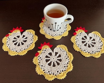 Pattern PDF Hen Coaster Easter Gift Vintage DIY