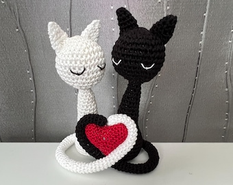 Cats in Love Crochet Pattern: Amigurumi Valentine's Decor, Gift (PDF)