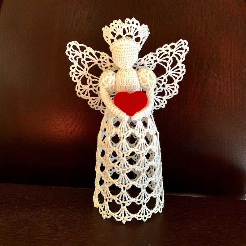 Large Angel with Heart, Christmas, Tree Topper, Décor, Gift; Bri Large Angel with Heart, Christmas, Tree Topper, Décor, Gift; Bri