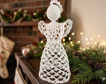 Crochet Angel Ornament Tree Topper Pattern PDF  • Vintage White Lace Christmas Tutorial • Digital Download