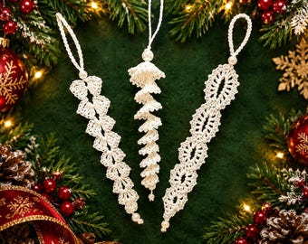Pattern 3 Icicles PDF Crochet Christmas Ornament Decor Gift Vintage Traditional DIY