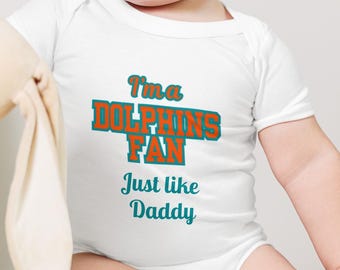 Baby Romper & Toddler Tee Personalised American Football Gift | NFL Miami Dolphins Inspired Fan Clothing | Custom Gridiron Present Onesie