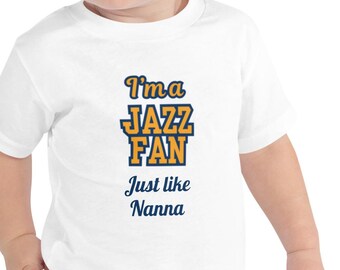 Baby Romper & Toddler Tee Personalizowany prezent koszykarski | Ubrania dla fanów NBA Utah Jazz Team Inspired | Spersonalizowany prezent Onesie Shirt