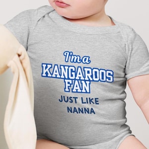 Baby Romper & Toddler Tee Personalised | AFL North Melbourne Roos Inspired Fan Gift | Custom Name Design for Newborn or Toddler | Footy Gift