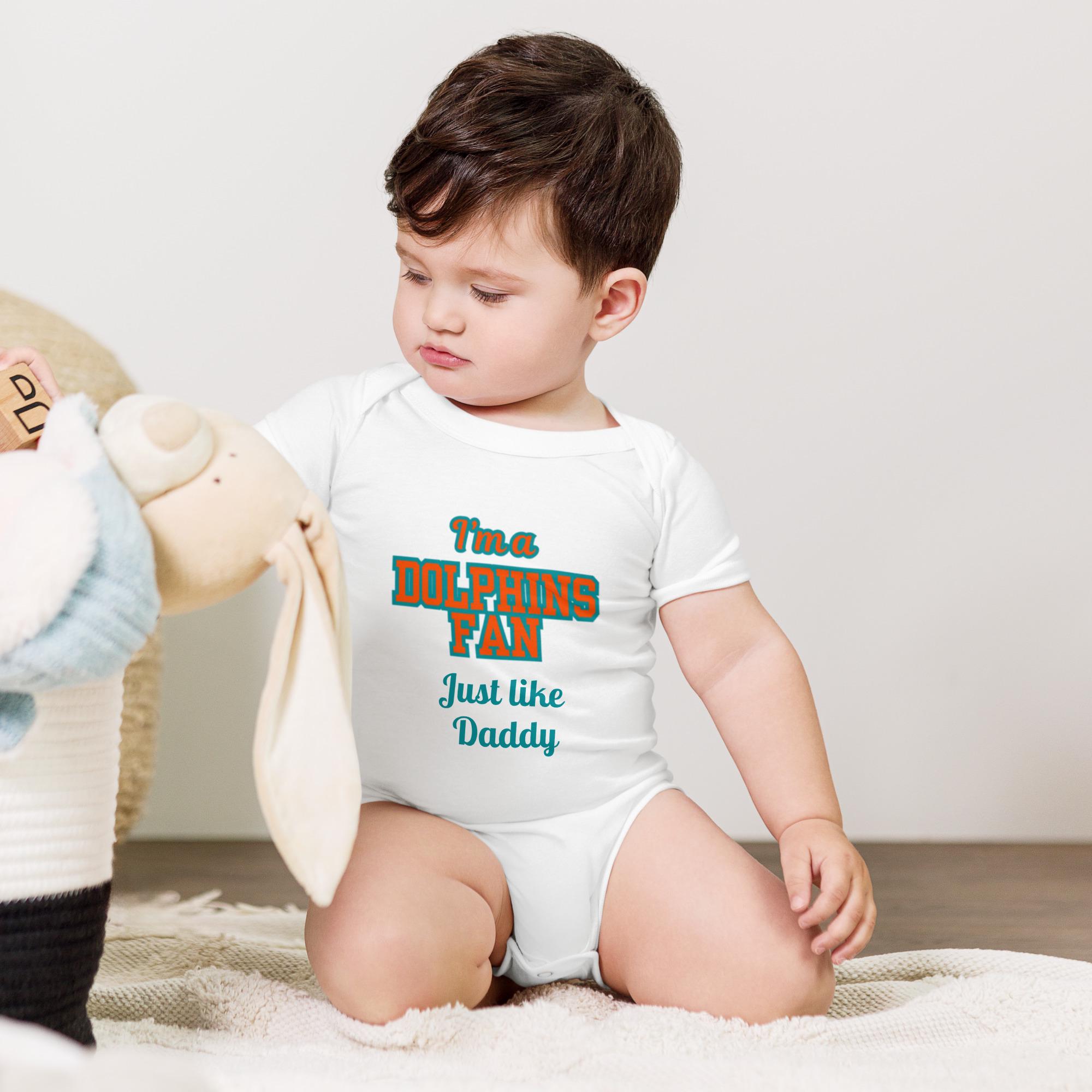 Baby Romper & Toddler Tee Personalised American Football Gift | NFL Miami Dolphins Inspired Fan Clothing | Custom Gridiron Present Onesie