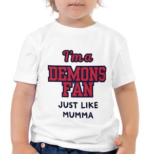 Baby Romper & Toddler Tee Personalised | AFL Melbourne Demons Inspired Fan Gift | Custom Name Design for Newborn or Toddler | Footy Gift