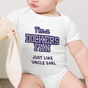 Baby Romper & Toddler Tee Personalised | AFL Fremantle Dockers Inspired Fan Gift | Custom Name Design for Newborn or Toddler | Footy Gift