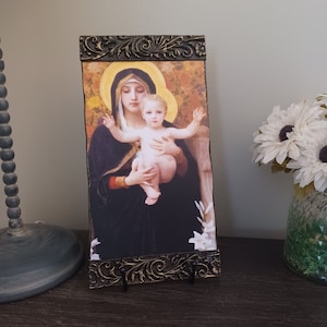 HANDMADE Madonna of the Lilies Standing Plaque