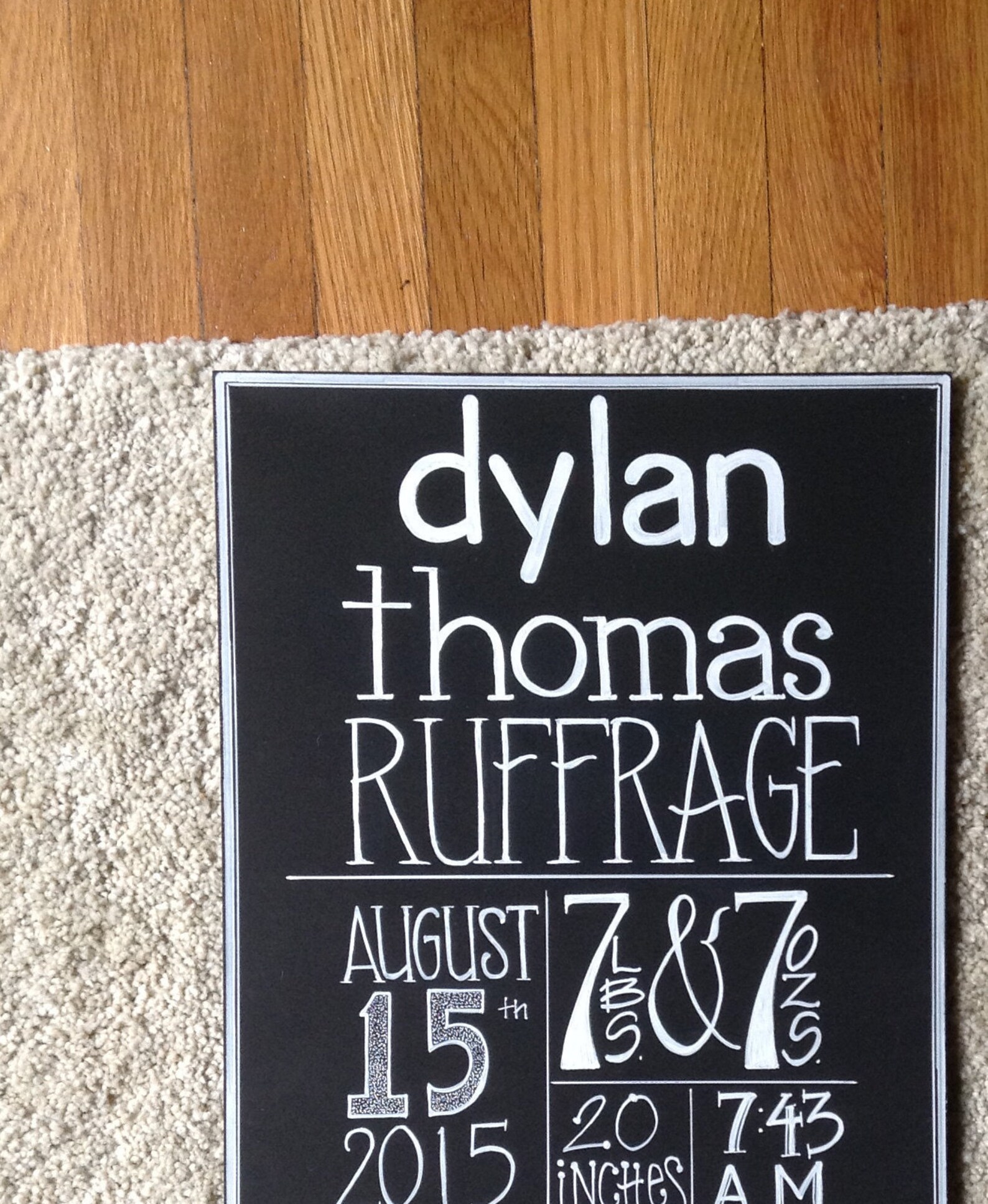 Handmade Custom Baby Name Chalkboard BLOCK format Etsy
