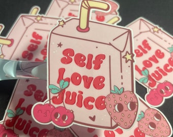Self-Love Juice Sticker | Inspirational Vinyl Decal for Laptops, Water Bottles, Notebooks | Motivational Design | Positive Affirmations |