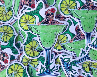 Margarita Mermaid - Sticker for your Laptop, Water bottle, Hydro flask, Journal, Notepad, Phone case