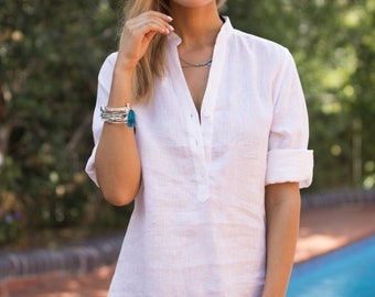 White linen tops for ladies Clearance