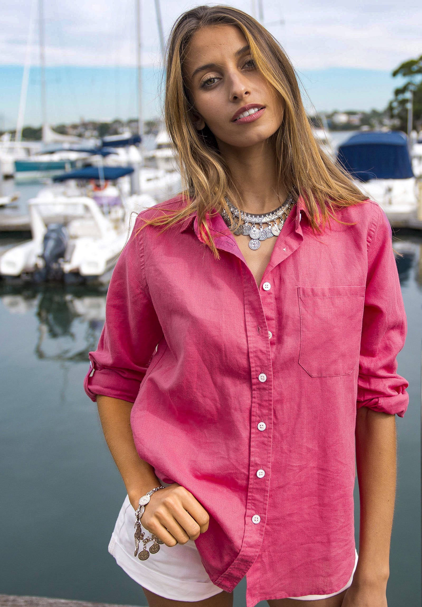 Hot pink work shirts Clearance