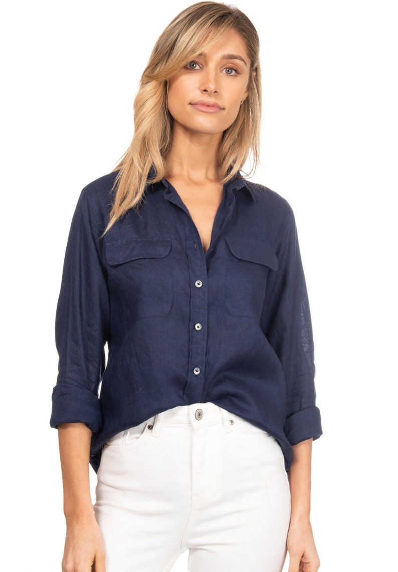 Linen Shirt Navy Blue Linen Shirt Linen Blouse Linen Button Etsy linen-shirt-navy-blue-linen-shirt-linen-blouse-linen-button-etsy