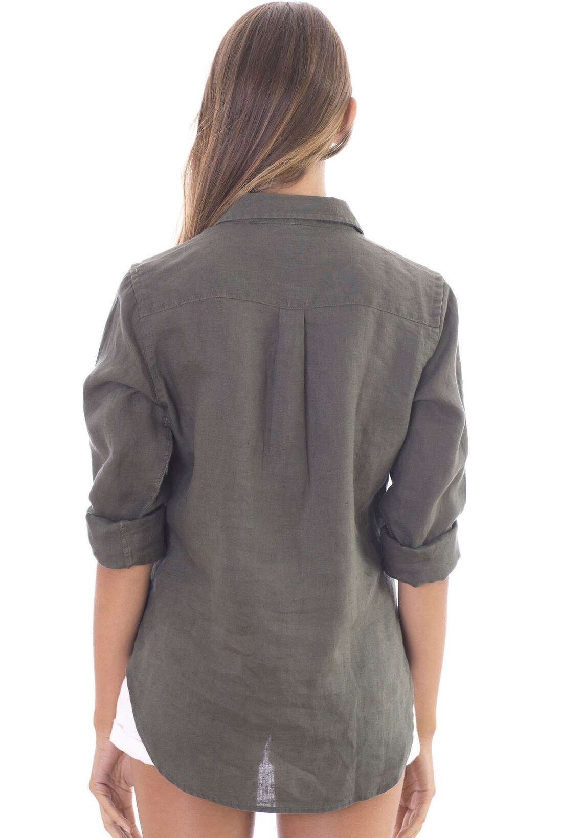 Linen Shirt Women Green Linen Shirt 100 Linen Linen Etsy
