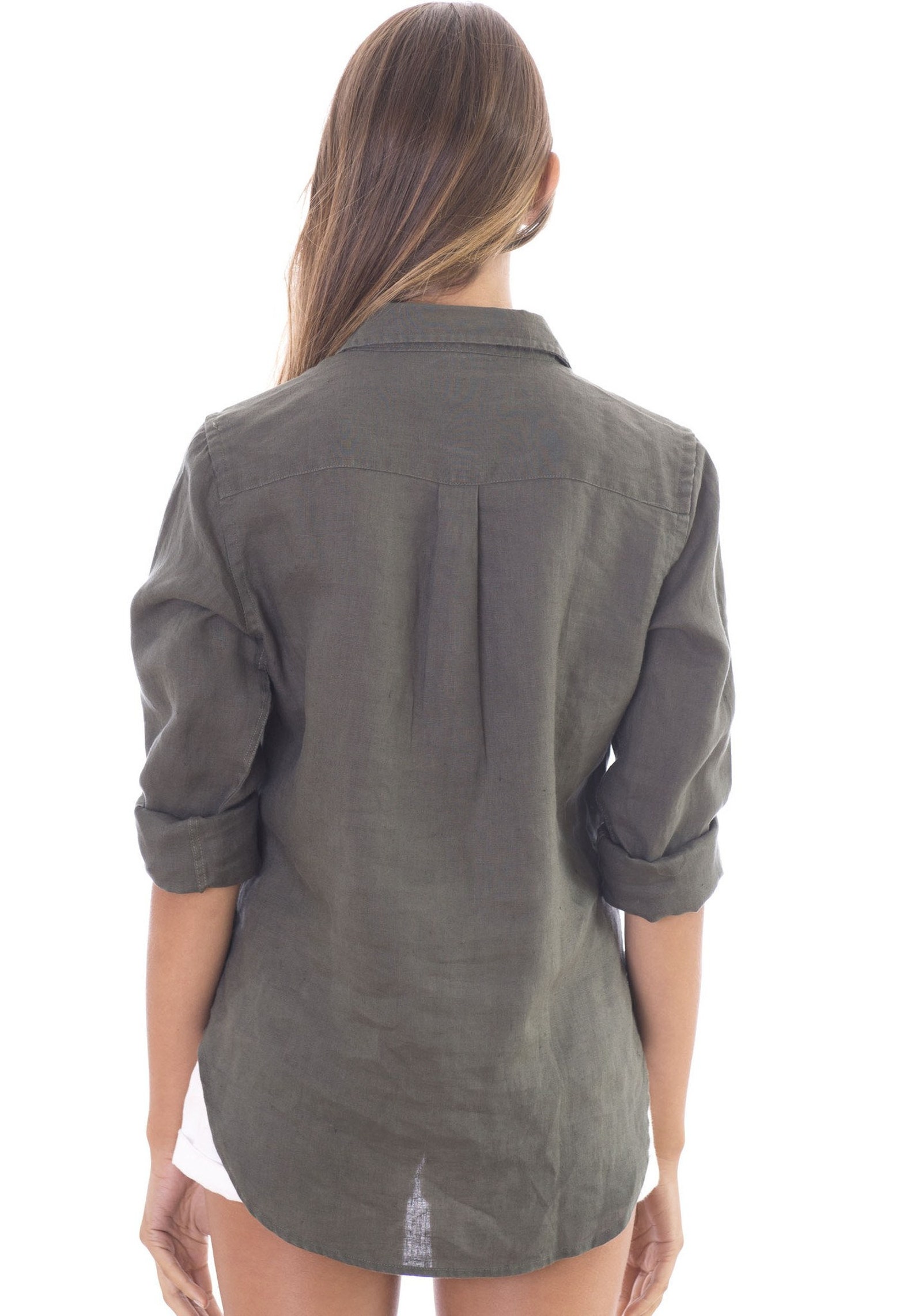 Linen Shirt Women Green Linen Shirt 100 Linen Linen Etsy