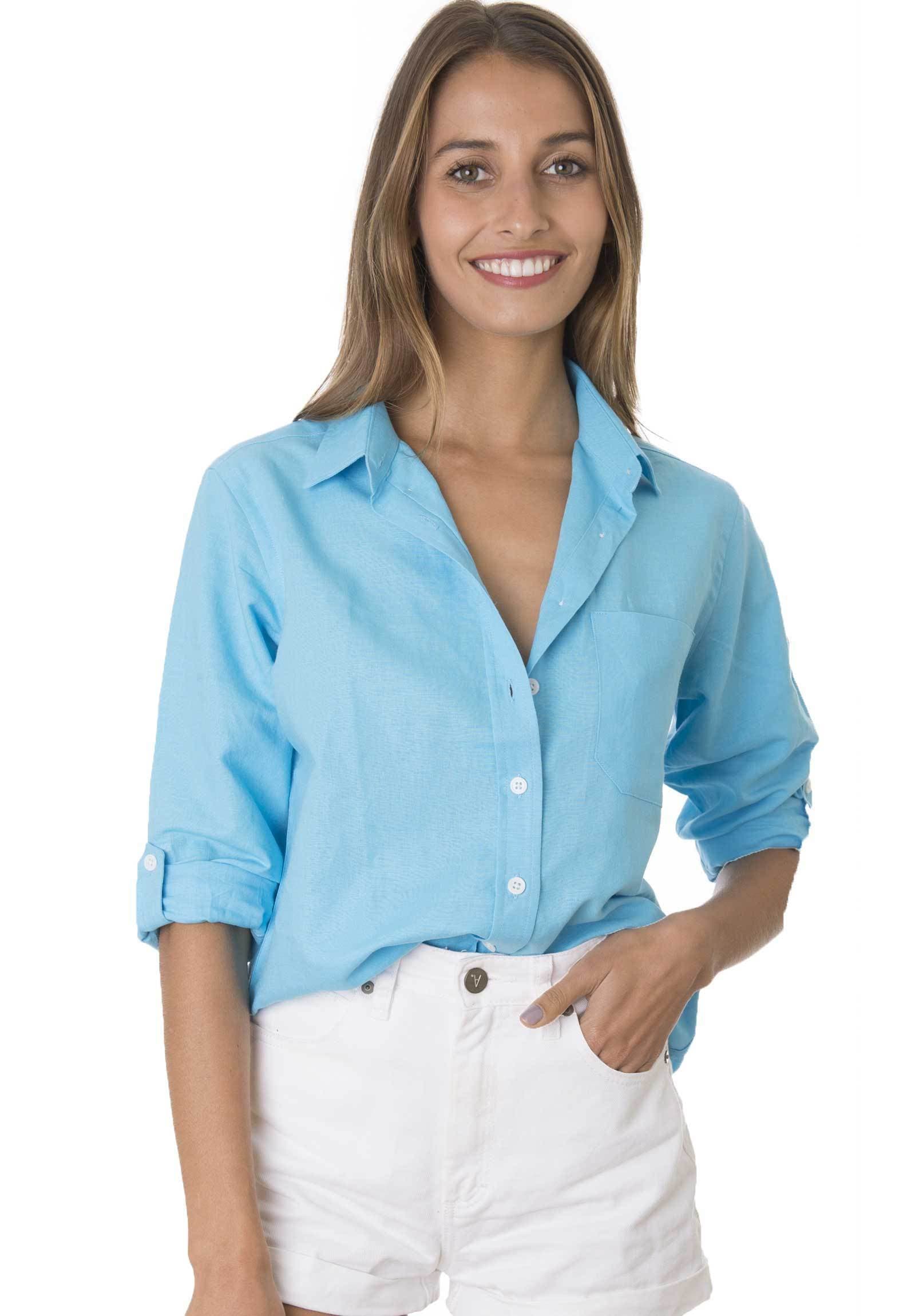 Linen Shirt Women Turquoise blue shirt Linen Blouse Linen Etsy