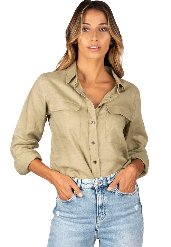 Linen Shirt Khaki Linen Shirt Linen 