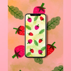 Minimal Phone lock screen, Strawberry phone wallpaper, Cute phone background aesthetic
